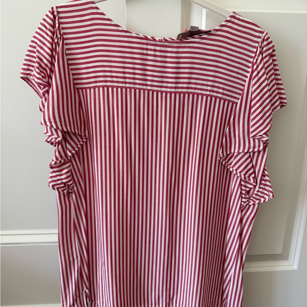 Red and White Striped Women's Top